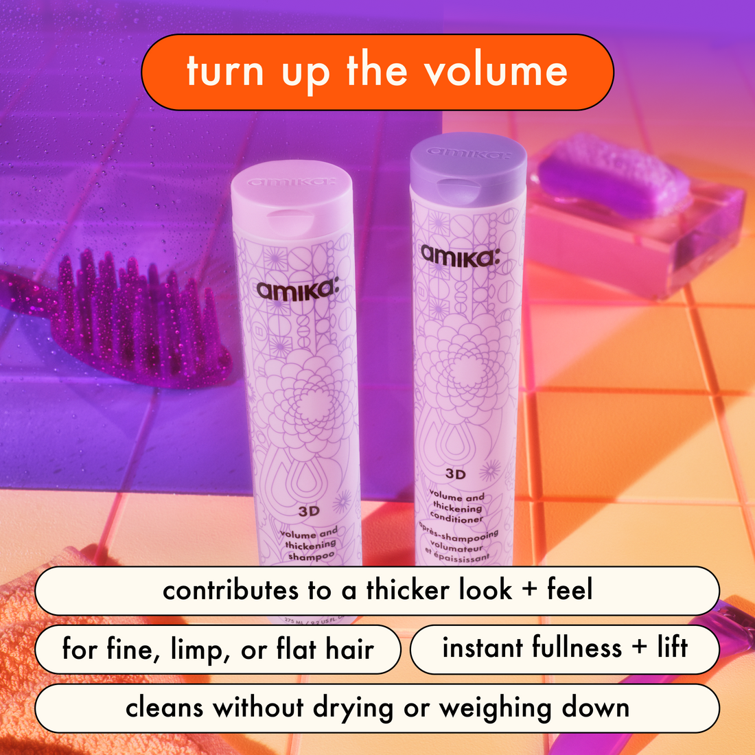 Amika 3D Volume and Thickening Shampoo, 9.2 oz